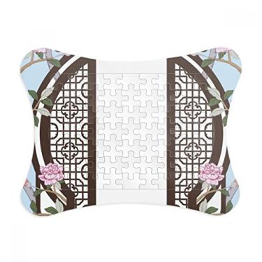 Imagem de Ornamento de quebra-cabeça de porta de flor azul da cultura chinesa