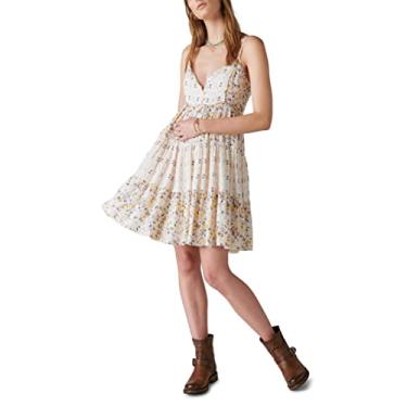 Imagem de Lucky Brand Minivestido feminino estampado com botões frontais, Rosa Ikat Mix, PP