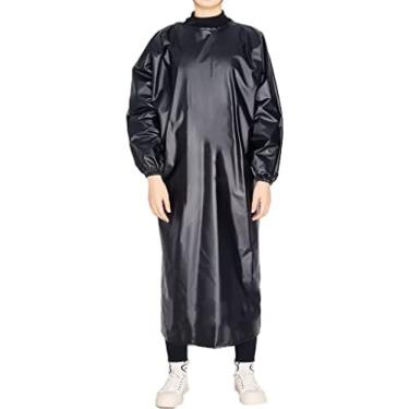 Imagem de Avental À Prova D'água Avental De Manga Comprida Em PVC Preto, Avental De Trabalho Adulto À Prova D'água, À Prova De Óleo, Anti-incrustante E Fácil De Limpar, Para Cozinhas, Fábricas De Processame