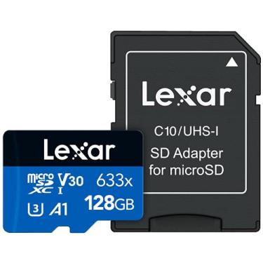 Imagem de Lexar Cartão microSDXC UHS-I de alto desempenho 633x 128GB com adaptador SD, C10, U3, V30, A1, Full-HD e vídeo 4K, leitura de até 100 MB/s, para smartphones, tablets e câmeras de ação