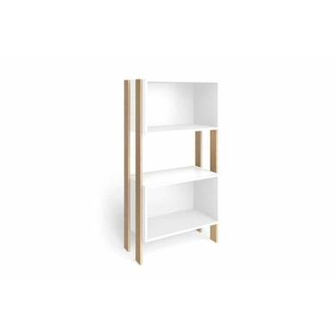 Imagem de Estante Livreiro Solteiro Rt3092 C/ 2 Nichos Rustico/branco - Movelbento