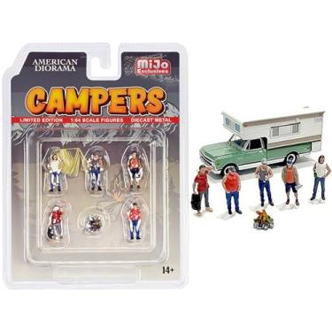 Imagem de "Campers" 6 piece Diecast Set (5 Figurines and 1 Accessory) for 1/64 Models by American Diorama