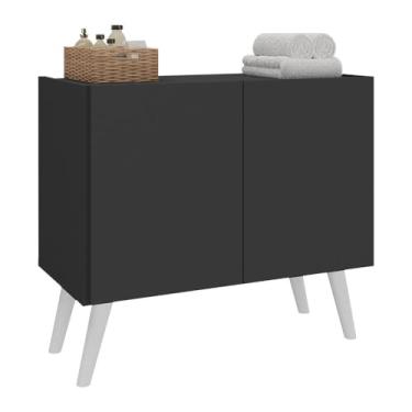 Imagem de Gabinete Armário de Banheiro 62,5cm Retrô 2 Portas Multimóveis Mp5045 Preto/branco