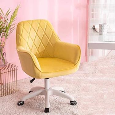 Imagem de Cadeira De Computador Com Apoio De Braço, Cadeira De Escritório De Veludo, Cadeira De Conferência Ergonômica Com Altura Ajustável, Cadeira Giratória Moderna Para Sala De Estudo Em Casa -,Amarelo,4