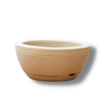 Imagem de Vaso Bacia Polietileno Para Plantas Suculenta Escovada N1 (Creme)