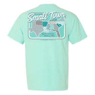 Imagem de Southern Fried Cotton Camiseta feminina manga curta Southern Small Town - Island Reef - SFM12007, Hortelã, GG