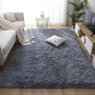 Imagem de Tapetes grandes peludos para sala de estar, branco, rosa, decoração de casa, corredor, mesa de centro, quarto, cabeceira, tapetes antiderrapantes fofos, cinza prateado, 80 x 120 cm, 31 x 47
