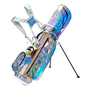 Imagem de LuusMm Bolsa de golfe feminina, bolsa de golfe leve colorida de TPU, bolsa de golfe durável e organizada, capa de chuva removível para tacos de golfe, carrinho de golfe e caminhadas, cor