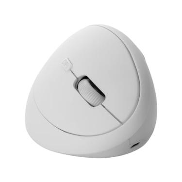 Imagem de Thanice Mouse vertical sem fio, 2,4 G, recarregável, ergonômico, de alta precisão, sem fio, sem fio, com 6 botões, 3-DPI ajustável, receptor USB para laptop, PC, Mac, notebook (branco)