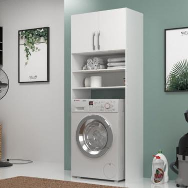 Imagem de Armário Multiuso Lavanderia 2 Portas 3 Nichos Cor Branca