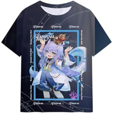 Imagem de bwpilczc Camiseta 3D Honkai Star Railr logotipo de verão feminina masculina manga curta camiseta legal, Estilo 3, G