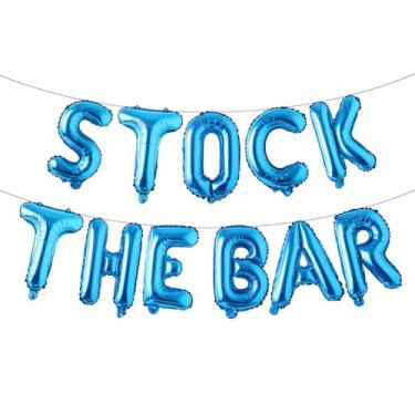 Imagem de STOCK THE BAR Balloons Bannner Multicolor optional Party Decorations Sign (STOCK THE BAR Blue)