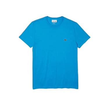 Imagem de Lacoste Camiseta masculina de jérsei de algodão com gola redonda, Azul turquesa, X-Large Big