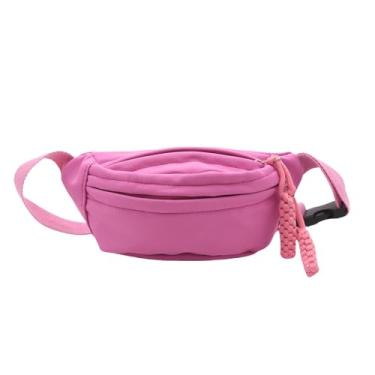 Imagem de Pochete fashion jeans na cintura bolsa de ombro casual para viagens esportivas para meninas e meninos, rosa, One Size