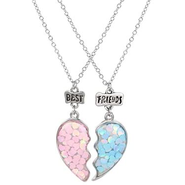 Imagem de MJartoria Colar BFF para 2 - Colar de coração combinando Best Friends Forever Friendship, presente fofo para melhor amigo, Metal, Sem Pedra Preciosa