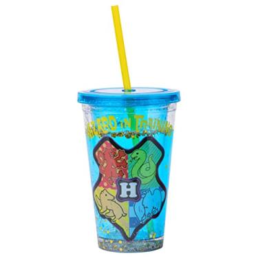 Imagem de Silver Buffalo Globo de neve de plástico Harry Potter Chibi Crest Wizard in Training Copo frio com tampa e canudo, 400 ml