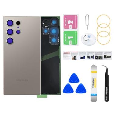 Imagem de Phoupair Substituição de vidro traseiro para Samsung Galaxy S24 Ultra com kit de ferramentas de reparo profissional (cinza titânio)