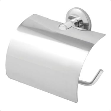 Imagem de Porta Papel Higiênico Suporte Papel Higiênico de Inox Para Banheiro Com Tampa