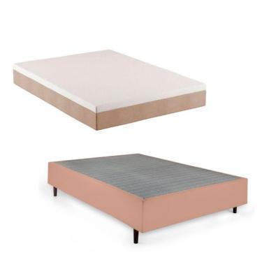 Imagem de Cama Box Queen com Colchão Guldi Comfort com Massageador Quântico Molas Ensacadas (30x158x198) Bege e Branco
