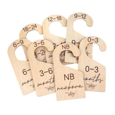 Imagem de menolana Divisores do armário do bebê para organizador de roupas, organizador de cabide de madeira dupla face do tamanho da roupa do bebê, do recém-nascido a