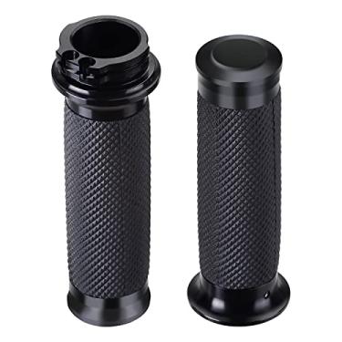 Imagem de Punhos de guidão de motocicleta pretos de 2,5 cm universal compatível com Harley Honda Kawasaki Suzuki Yamaha Bobber Chopper Cafe Racer