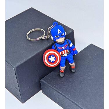 Imagem de Chaveiro com Pingente Mini Boneco 3D Emborrachado Super Heróis Capitão América Homem aranha Spider Minnie Lembrancinha