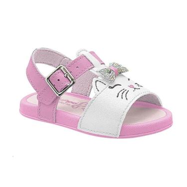 Imagem de Sandália Papete Infantil Menina Pink Branco Pé com Pé 14285-121-Feminino