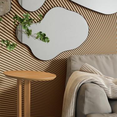 Imagem de Espelho 89 Cm Decorativo Orgânico com Moldura em MDF Preto Dalla Costa