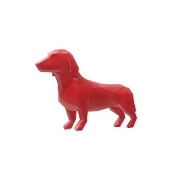 Imagem de Salsicha Cachorro Geométrico Decoração 3D 10 Cm - Vermelho - Generico