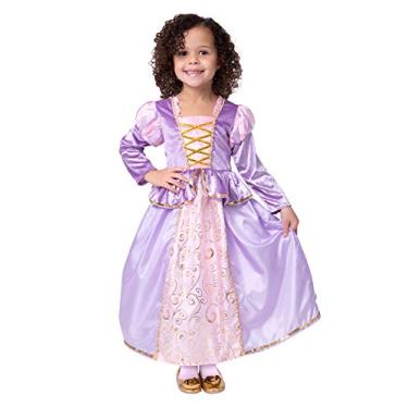 Imagem de Little Adventures Fantasia clássica de princesa Rapunzel (grande de 5 a 7 anos) – Lavável na máquina, brincadeira infantil e vestido de festa sem glitter