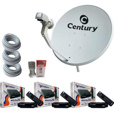 Imagem de Kit Antena Parabólica Ku Century 60cm com 3 Midiabox B7