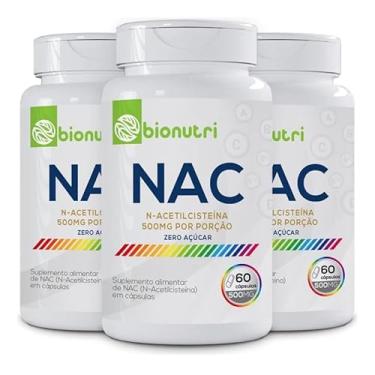Imagem de kit com 3 Nac N-Acetilcisteína - 60 cápsulas 500mg - Zero Açúcar - Bionutri