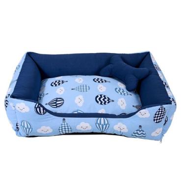 Imagem de Cama para Cachorro Grande 70X55 Com Ziper Estampa Balão Azul - Lh Enxo