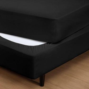 Imagem de Saia Elástica Casal Padrão Fit Malha 100% Algodão Preto - Home Fernand