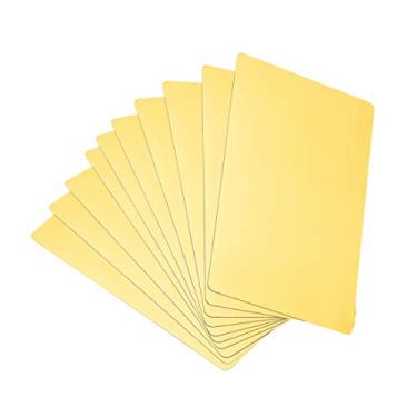 Imagem de uxcell Cartão de metal em branco 100 x 60 x 0,25 mm placa de alumínio pintado para impressão a laser faça você mesmo gravura tom dourado 10 peças
