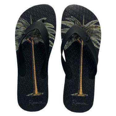 Imagem de Chinelo Reserva Go Masculino Preto Sandália Estampa Palmeira Original,
