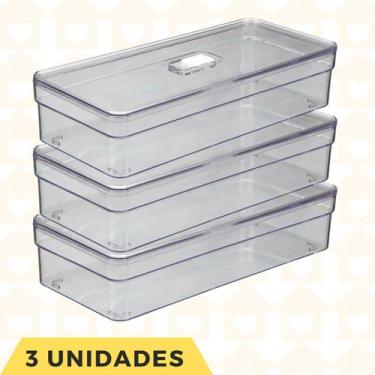 Imagem de Organizador Multiuso Retangular Com Porta Ovos Cozinha 3 UN - PLASTUTT