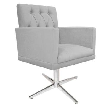 Imagem de Poltrona Decorativa Nanda Base Giratória de Metal Sala de Estar Quarto