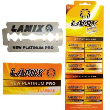 Imagem de Lâmina Lamix New Platinum Pro Cartela Com 50 Lâminas Para Barbeiro Bar