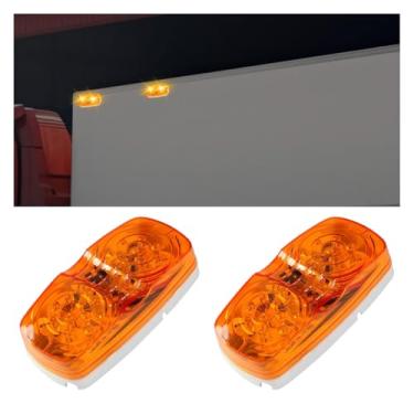 Imagem de 2 peças de luzes de LED para trailer, 10 x 5 cm, duas luzes de LED retangulares, luz de liberação frontal e traseira, luz universal à prova d'água de 12 V para caminhão, trailer (2 x âmbar)