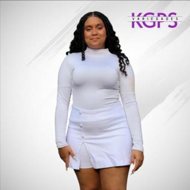 Imagem de Short Saia Com Botão e Fenda Basico Elegante Tecido Bengaline Plus Siz