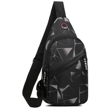 Imagem de Bolsa transversal masculina de um ombro, grande capacidade, esportes ao ar livre, Preto/cinza