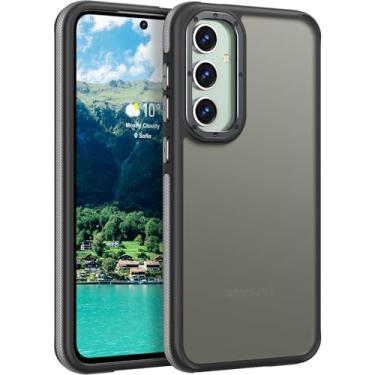 Imagem de Rayboen Capa para Samsung Galaxy S23 FE, traseira rígida translúcida fosca de policarbonato [borda antiderrapante texturizada triangular] Capa de telefone à prova de impacto anti-impressão digital