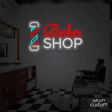 Imagem de painel letreiro led Neon Barber Shop 01 decoracao festa bar - Neon Cus