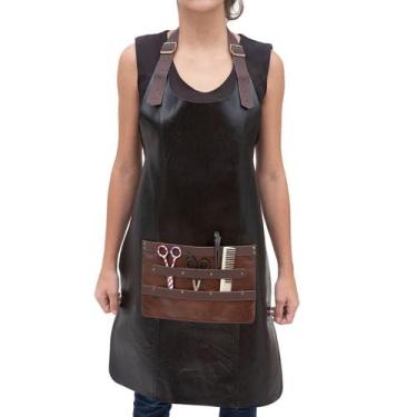 Imagem de Avental Barbeiro Cabelereiro em Couro Masc/Fem - Sparttan, Preto