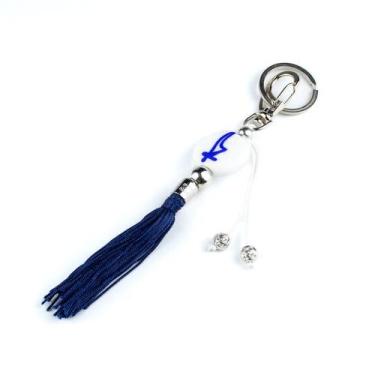 Imagem de Chaveiro Oxaguiã Azul e Branco 15 cm em Murano - Lua Mística - 100% Or