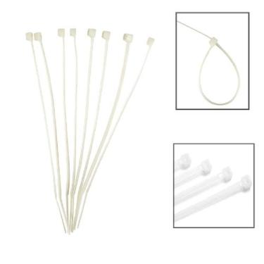 Imagem de Abraçadeira Nylon 4,8x400mm C/100 Pcs Fios Cabos - EDA, Branco