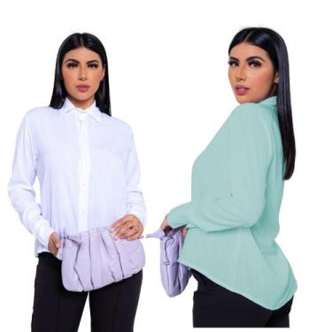 Imagem de Kit 2 Camisa Social Feminina Básica Casual Disponível Em Varias Cores 