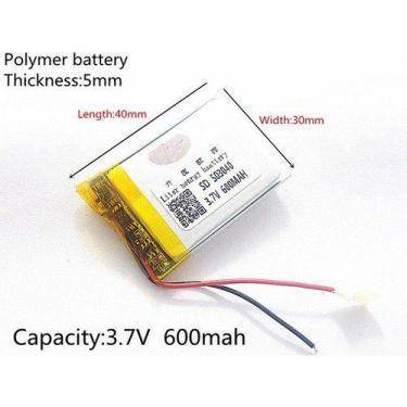 Imagem de Bateria  3,7v 600mah Com 2 Fios 5mm X 30mm X 40mm 503040 .. - KMIG