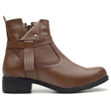 Imagem de Bota Coturno Feminino Couro Legítimo com Salto - Sollano, Whisky, 37